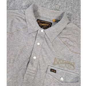 Howler Brothers Western Snap Polo Shirt Mens Large Gray w/Logo